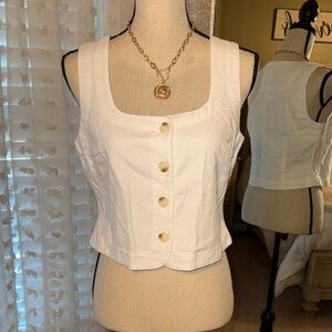 Banana Republic White Linen Blend  Button-Up Women's Top